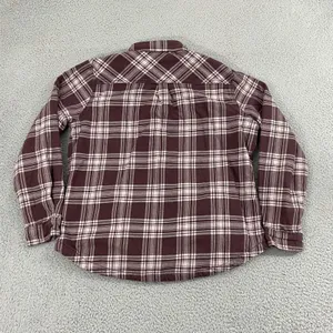 Carhartt Fleece Lined Flannel Shirt Women L Maroon Workwear‎ Button Shacket thumbnail 6
