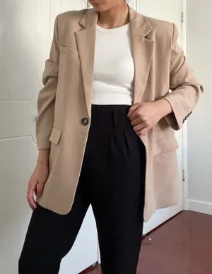 NA-KD Classic Oversized Blazer Beige thumbnail 3