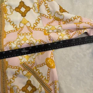 Vintage Guess Italian Maximalist Baroque Bomber Jacket Sz M Gold Chain Pink Zip thumbnail 12