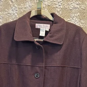 Beau Monde Women’s Brown Wool Blend Lined Pea Coat Jacket Classic Size 2XL thumbnail 5