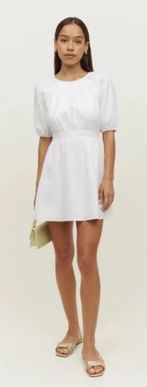 NWT Reformation Irwin mini dress backless size 12 white linen thumbnail 1