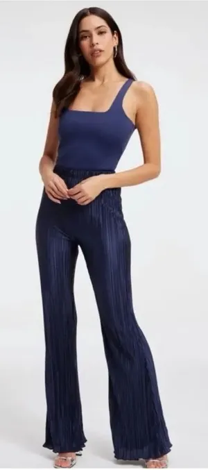 ✨Good American Always Fits Plisse Wide Leg Navy Sz 5/6=2x-3x Pants✨ thumbnail 1