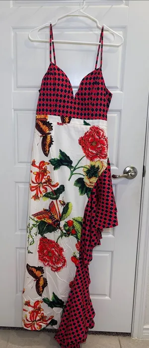 L’ATISTE by Amy Floral Butterfly High Low Ruffle Maxi Dress Size M thumbnail 1