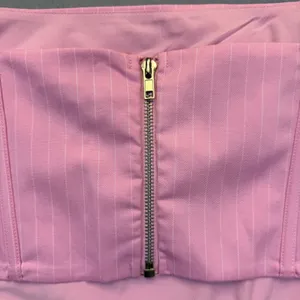 BY.DYLN Hendrix Corset Pink‎ Pinstripe Square Neck Crop Top DL2581 Womens Large thumbnail 11