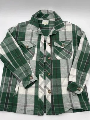Offline by Aerie XS Plaid Green & White Jacket Shacket Oversized Women’s Layers thumbnail 3