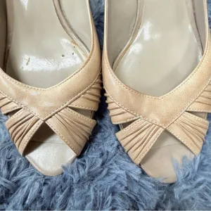 Aldo Peep Toe Wedge shoes sandals size 8 business business refined polished tan thumbnail 7