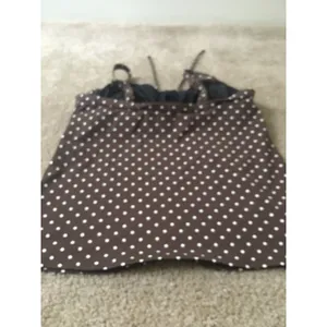 Lands End Women's Polka Dot Swim Top Halter Size 10D Brown White Swim Wear thumbnail 5