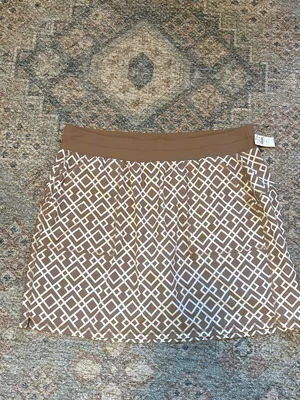 Talbots Brown & White Geometric Mini Tennis Skirt with shorts thumbnail 2