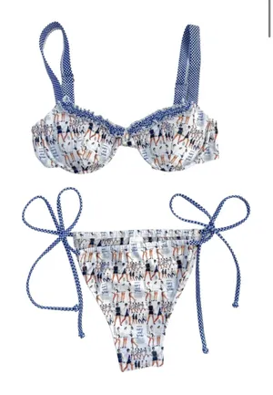 Strawberry milk mob bikini set Blue Size L thumbnail 1