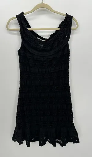 Max Studio Dress Womens Black Lace Whimsigoth Ruffle Dark‎ Fairy Grunge Size L thumbnail 1