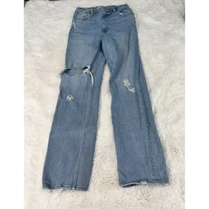 Abercrombie 90s Straight Jeans 28/6L Ultra High Rise Distressed Light Wash Y2K thumbnail 2
