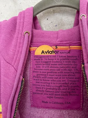 Aviator Nation 5 Stripe Zip Hoodie Relaxed in Magenta thumbnail 3