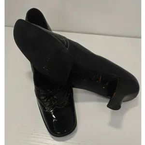 Vintage Black Salvatore Ferragamo cap toe pumps sz 9 Narrow thumbnail 6