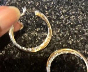 Silver and gold hoop earrings. New. Classic design. thumbnail 1