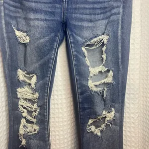 American Eagle Outfitters Ripped Blue Skinny Jeans thumbnail 3