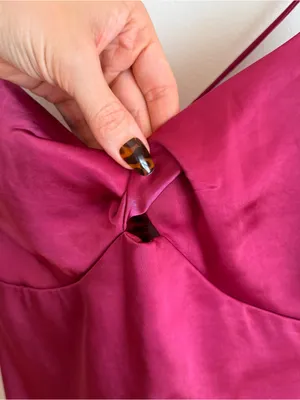 NWT superdown Revolve Julieta Satin Mini Dress Berry Magenta Strappy Large L thumbnail 4