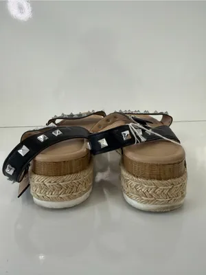 Cushionaire Melissa Women’s Black Studded Espadrille Platform Sandals. Size: 8.5 thumbnail 5