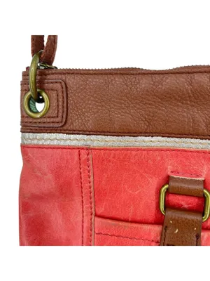 The Sak Kendra Coral Brown Leather Crossbody Bag Adjustable Strap Front Buckle thumbnail 3