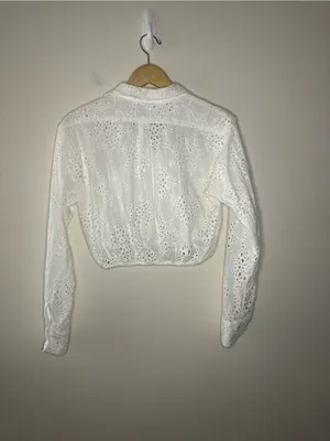 STILLWATER THE EYELET CROP FAVORITE SHIRT white lace cotton size S boho western thumbnail 3