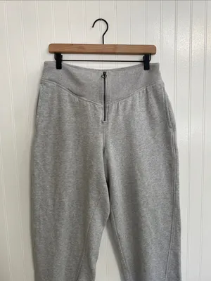 AERIE Fleece Corset Jogger Zip Front Sweatpants in Heather Gray Size L thumbnail 4