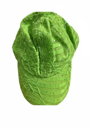 Woman’s lime green with silver sequence hat one size thumbnail 1