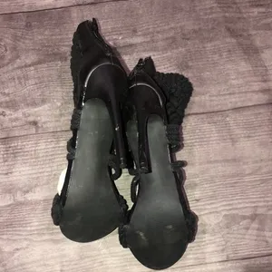 Privileged black knit open toed heels thumbnail 3