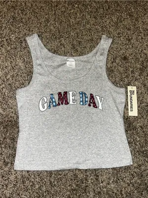 No Boundaries Gray 'Game Day' Graphic Tank Top with Blue and Burgundy Lettering thumbnail 2