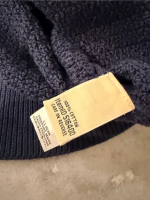 L.L.Bean Size XL Navy Blue Basket Weave Cotton Round Neck Sweater Pullover thumbnail 7