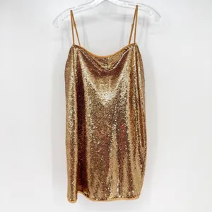 Free People Time To‎ Shine Mini Homecoming Dress Womens S Gold Sequin Party Y2K thumbnail 5