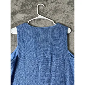 J. McLaughlin Rue Dress Large Blue 100% Linen Shift Sleeveless Coastal Resort thumbnail 5
