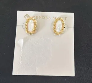 Kendra Scott, Cade Gold Stud Earrings in Ivory Mother-of-Pearl, $75 thumbnail 3