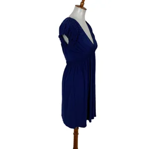 Laundry By Design Navy Ruched Cap Sleeve V Neck Dress‎ 4 Cocktail Party NWT thumbnail 4