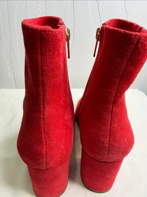ANTONIO MELANI Lindsay Madeline Red Suede Pointed Toe Block Heel Ankle Bootie thumbnail 6