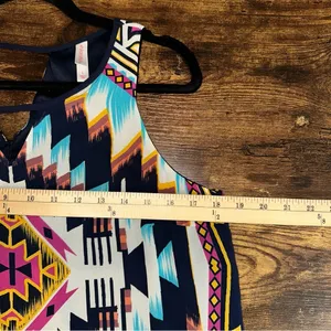 xhilaration Dress Womens Large Blue Multicolor Aztec Tribal Western Whimsical thumbnail 5