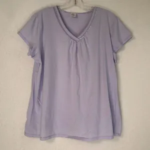 Croft & Barrow Purple Floral Pajama Set XXL Short Sleeve Top Crop Pants 2pc thumbnail 3