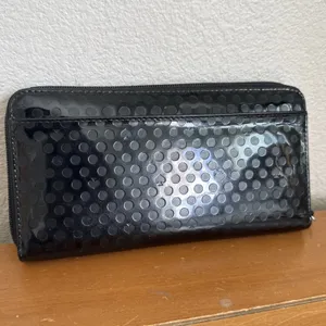Kate Spade Beale Street Logo Stamp Patent Leather Accordion Wallet‎ Black Read! thumbnail 3