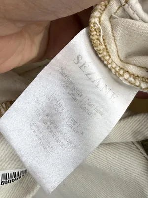 Sezane Francky Ecru Cream Peated Front Wide Band Trousers - Size - 29 thumbnail 5