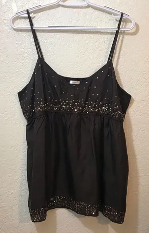 Old Navy brown sequined blouse SZ XL thumbnail 1