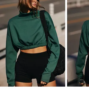 NWT green cropped long sleeve sweatshirt sz s thumbnail 2