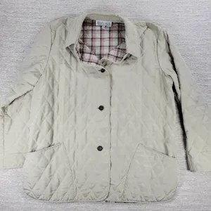 Julia Klein Quilted Jacket Large Beige Plaid Lined Preppy Equestrian Barn Coat thumbnail 14