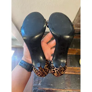 NWT Mango MNG Leopard Pony Hair Ankle Strap Stiletto Sandals Heels thumbnail 7