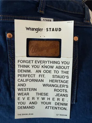 STAUD x WRANGLER The Bikini High Rise Flare Leg Jean Dark Rinse Size 32 NEW thumbnail 10