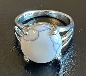White gemstone S925 silver ring size 5.5 thumbnail 1