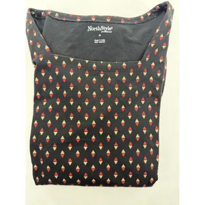 NorthStyle Womens M Black Red Geometric Print Square Neck Fit Flare Pocket Dress thumbnail 6