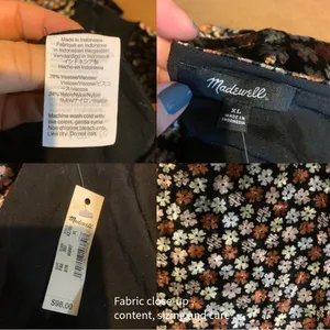 Madewell Velvet Tulip Sleeve Silver & Brown With Ruffle Trim Top Nwt (Xl) thumbnail 9