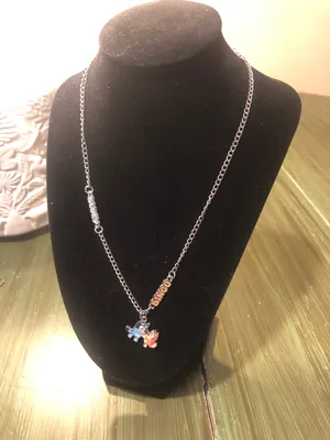 Disney Ludo Studio EUC Bluey Bingo Silvertone Necklace thumbnail 1