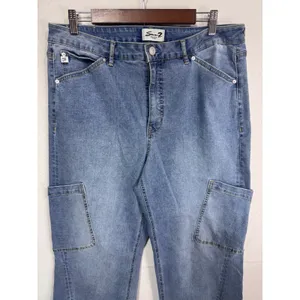 Seven7‎ Size 14 Wide Leg Cargo Jeans Y2K Utility Denim Light Wash Boho thumbnail 4