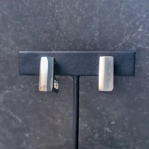 Vintage Kenneth Lane Clip On Earrings Retro 0.75" Silver Tone Square Hoops thumbnail 5