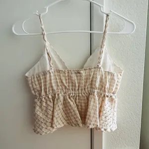 Peach Checkered Babydoll Crop Top Size M thumbnail 3