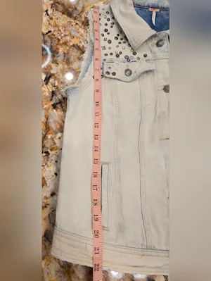 Free People Studded Grunge Distressed Denim Vest Acid Wash S thumbnail 5